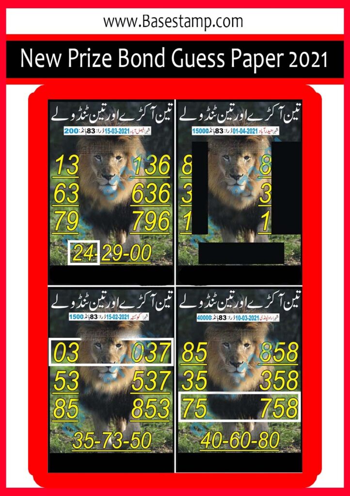 Latest New Prize Bond Guess Paper 21 Latest New Prize Bond Guess Paper 21